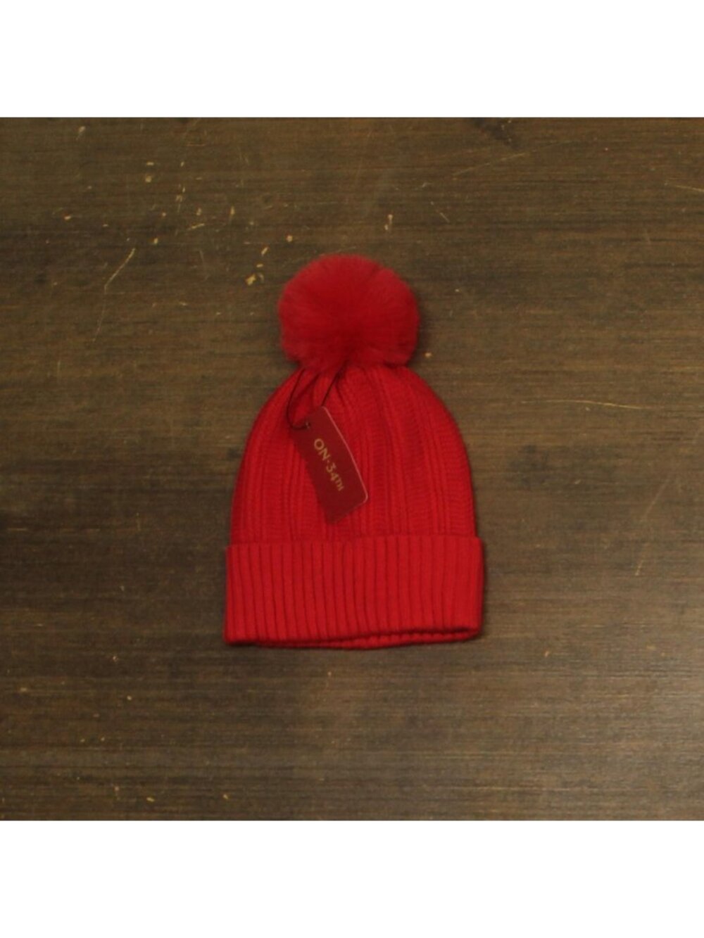 NEW On 34th Womens Rib-Knit Beanie Cuffed MO1542501 Dark Red